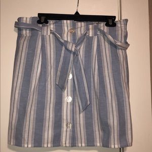 blue and white striped skirt